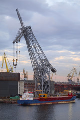 Fototapeta premium St. Petersburg, Russia - on April 3, 2016: Cargo port in St. Petersburg, Russia