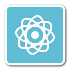 atom blue square internet flat design icon