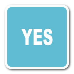 yes blue square internet flat design icon