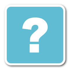question mark blue square internet flat design icon
