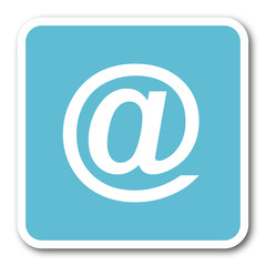 email blue square internet flat design icon