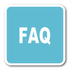 faq blue square internet flat design icon