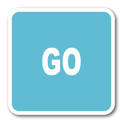 go blue square internet flat design icon