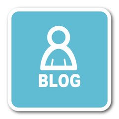 blog blue square internet flat design icon