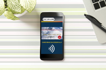 mobile paying by credit card, via app.