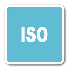 iso blue square internet flat design icon
