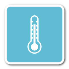 thermometer blue square internet flat design icon