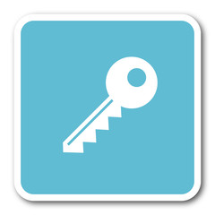 key blue square internet flat design icon