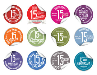 Anniversary modern tag and stickers collection 