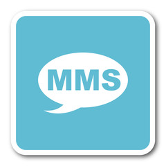 mms blue square internet flat design icon