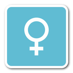 female blue square internet flat design icon