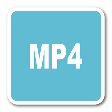 mp4 blue square internet flat design icon