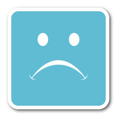 cry blue square internet flat design icon