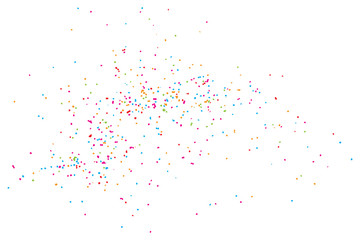 Colorful celebration background with confetti isolated on white, background.