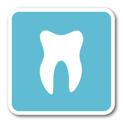 tooth blue square internet flat design icon