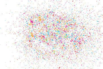 Colorful celebration background with confetti isolated on white,
