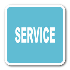 service blue square internet flat design icon
