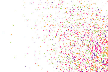 Colorful celebration background with confetti isolated on white, background.