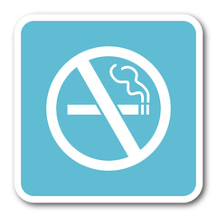 no smoking blue square internet flat design icon