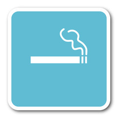 cigarette blue square internet flat design icon