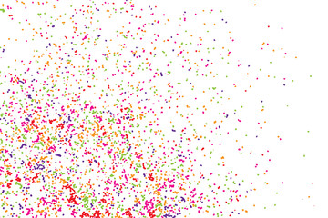Colorful celebration background with confetti isolated on white,