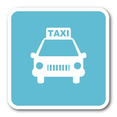 taxi blue square internet flat design icon