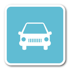 car blue square internet flat design icon