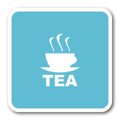 tea blue square internet flat design icon