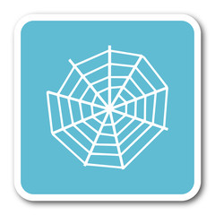 spider modern web blue square internet flat design icon