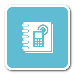 phonebook blue square internet flat design icon