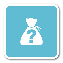 riddle blue square internet flat design icon