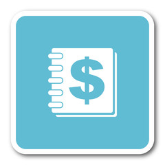 money blue square internet flat design icon