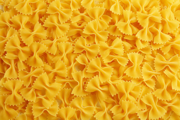 Italian dry pasta background, top view