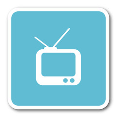 tv blue square internet flat design icon