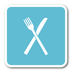 restaurant blue square internet flat design icon