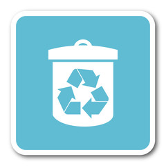 recycle blue square internet flat design icon