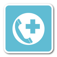 Fototapeta premium emergency call blue square internet flat design icon