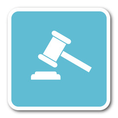 auction blue square internet flat design icon