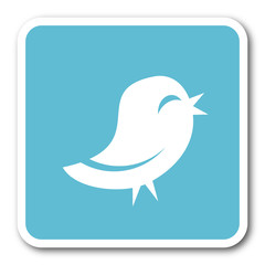 twitter blue square internet flat design icon