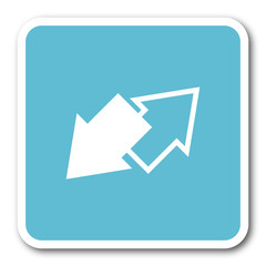 exchange blue square internet flat design icon