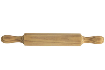 wooden rolling pin for rolling out dough isolated on a white background