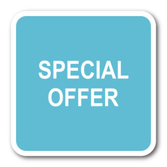 special offer blue square internet flat design icon