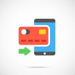 Vector credit card and smartphone icon. Modern flat design vector illustration