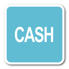 cash blue square internet flat design icon