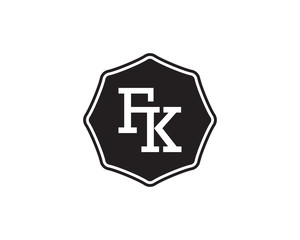 Obraz premium FK retro initial monogram letter logo. vintage label typography.