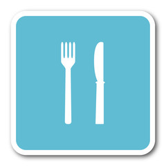 eat blue square internet flat design icon