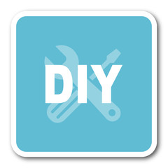 diy blue square internet flat design icon