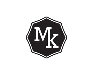 MK retro initial monogram letter logo. vintage label typography.