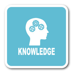 knowledge blue square internet flat design icon