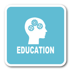 education blue square internet flat design icon